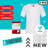 KATUN PUTIH (3Pcs) Crewneck Men's Underwear Tops Adult Men Rider T Shirt White R222B Anti-Bacterial 