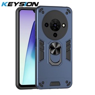 KEYSION Shockproof Armor Case for ZTE Blade A76 5G Soft Silicone+PC Metal Ring Stand Phone Back Cove