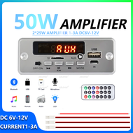 Bluetooth Amplifier Board 2*25W DC 6V-12V Mini Audio Module FM Radio USB TF AUX For Car Speaker DIY 
