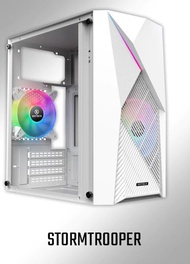 Keytech Stormtrooper White RGB Flow Tempered MATX Case