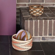 【Hübsch】－511108 大地色系幾何紋紙籐編織收納籃-2件組