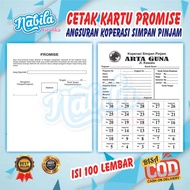 Cetak Kartu Promise Angsuran Koperasi (1 Rim) dapat 1000 Lembar