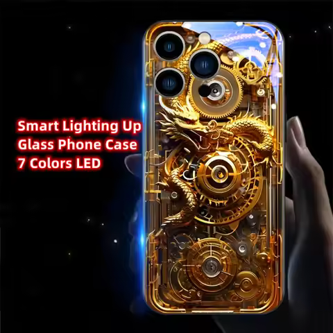 Mech Golden Dragon Sound Control LED Flash Case Luminous Glass Cover For VIVO X70 X80 X90 X100 X200 