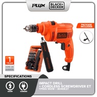[BUNDLE] BLACK & DECKER TP555-XD 550W 10MM Corded Impact Drill COMBO BD40K27 Cordless Smart Screwdri