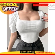 New Arrival 8 Colors*****Women's Shirt Blouse & T-Shirt Women's Square Neck Short Sleeve Tight-Fitti