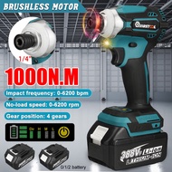 1000N.m 4 Gear Cordless Impact Wrench 1/4 Brushless Electric Screwdriver Rechargable Drill Driver For Makita 18V Battery