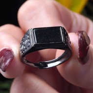 墨翠馬鞍戒指 925純銀鑲嵌 | 天然緬甸玉翡翠A貨 | 送禮