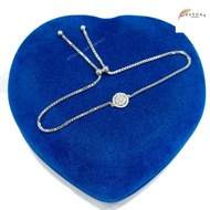 Gelang Perak Asli 925 Silver Lapis Emas Putih - Model Serut Permata - Perhiasan Perak Wanita - Fashi