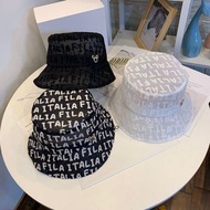 全新Fila  hat男女情侶帽復古字母提花滿印歐根紗漏空漁夫帽百搭色修飾面形新潮運動休閒帽子生日禮物birthday gift