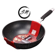 Japan SARA Marble Stone Coating Non-Stick Frying Pan & Wok/ Stir-Fry Pan /Cooker Wok /Kuali Pemasak