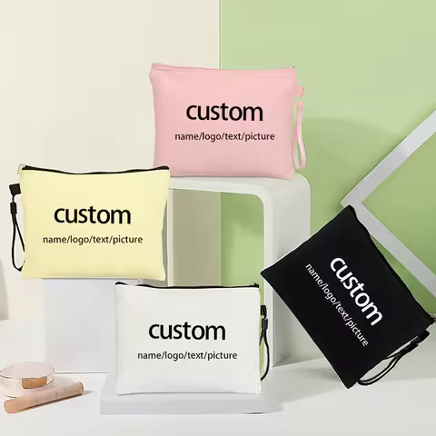 Personalized Customized Name/LOGO/Text/Picture Canvas Bags Toilet Kit Teacher/Birthday Gift Cosmetic