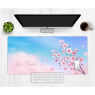 Personalized Name Pink Sakura Desk Mat, Extra Large Desk Mat, Extended Mouse Pad, Cute Desk Mat, Xl Desk Mat, Xxl Mousepad, Cust