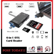 Pembaca Kad OTG 2IN1/3IN1/5IN1/6IN1 Micro USB, U Disk, Type-C, Kad TF/SD, Semua dalam Satu, USB 3.0 