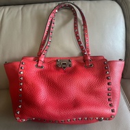 Valentino Rockstud牛皮紅色卯釘肩背包 附側背帶