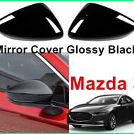 Mazda 3 BP 2019 - 2024 Side View Door Mirror Cover Glossy Black Carbon Exterior Car Accessories Trim Garnish