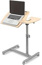 Height Adjustable Mobile Laptop Stand, Mobile Standing Desk/Height Adjustable From 23'' To 33.4'' | Rolling Presentation Cart, Wide Platform, Locking Wheels-Log Color