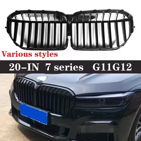 For BMW 7 Series G11 G12 730i 740i 2020+ Kidney Grille Glossy Black ABS M Style Color Plastic Front
