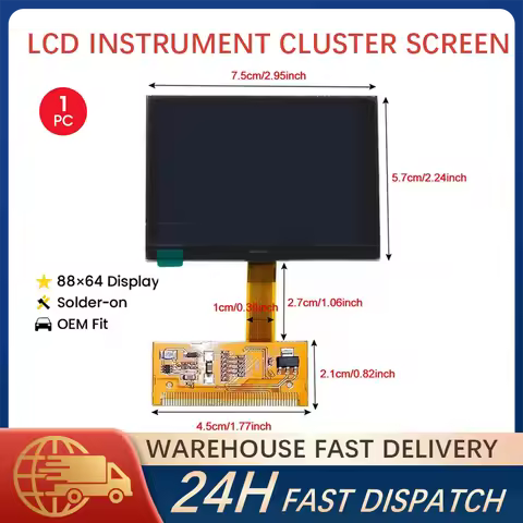 1Pc LCD Instrument Cluster Screen 88x64 Pixel for Audi TT 8N S3 8L A6 C5 4B 1998-2006 Bosch Jaeger D