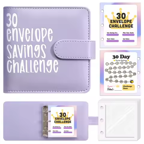 3Holes Macarone 30 Envelope Challenge to Save Money Loose Leaf savings book challenge Cash Envelope 