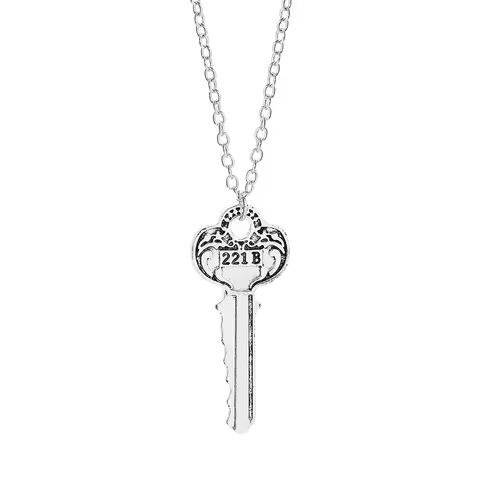 221B Apartment Key Necklace Sherlock Inspired British Style Pendant Movie Peripherals Pendant Jewelr