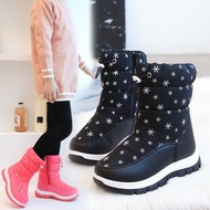 Ready Stock Children's Shoes Snow Boots  Cotton Fleece-Fleece Ski Warm Anti-Ski Student Winter Girls
