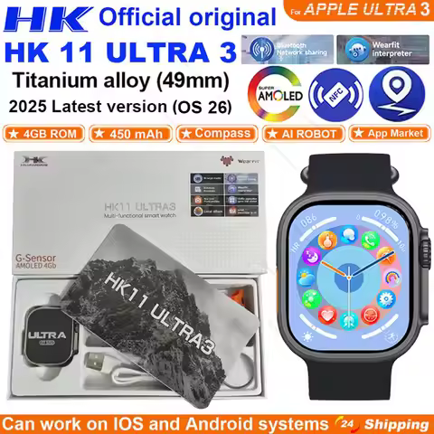 Smartwatch 2025 Original HK 11 ULTRA 3 Max 49mm AMOLED 4G ROM AI Robot Bluetooth Network Call Clock 