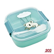 Casa 3-Compartment Square Lunch Box with Spoon (14.5cm x 14.5cm x 6.5cm) - AE-L015-T04-04 - AE-L015-