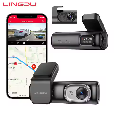 LINGDU 4K Dash Cam D600 Ultra HD Car Camera Built-in GPS Record Car DVR 24H Parking Monitor Night Vi
