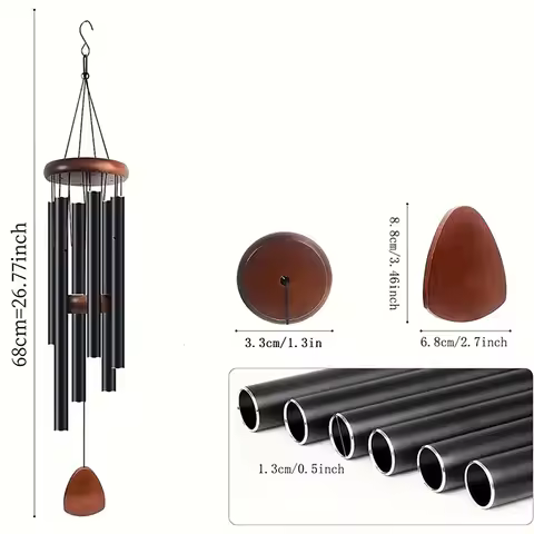 NEW Classic 26 Inch Aluminum Pipe Wind Chimes With Wooden Hanging Tag Farmhouses Terraces Gardens Ba