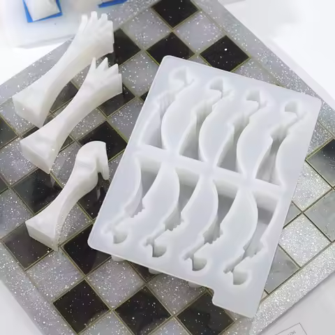 2Pcs 3D Chess Pieces Resin Casting Molds Kit 3D Chess Checker Epoxy Mold International Chess Molds K