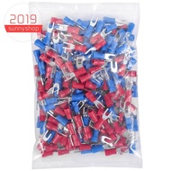200pcs 16-14 AWG Red Blue Wire Connector Insulated Fork Terminal #4