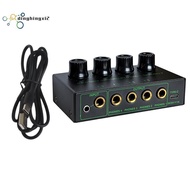 Headphone Amplifier 4 Channel Low Noise Stereo Audio Amplifier Professional for Sound Mixer PC Guita