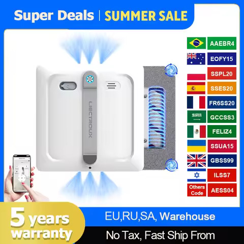 2026 Robot Window Vacuum Cleaner Liectroux S9,2 roller brusher,6-way water spray,9kPa,APP control,Ho