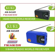 kuku AM-943AR FM/AM/SW 3 BAND RADIO WORLD RECEIVER
