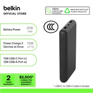 Belkin BPB012bt BoostCharge PowerBank 20,000 Mah (iphone16,ipad,tablet,earbuds) - Black/BL/Rose/Grey