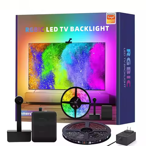 Ambilight For Tv Backlight Sync To Screen 3.8M 5M 5V Usb Rgbic Smart Led With Camera Synchronized Tv