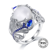 Hipster Ring S925 Silver Fashion New Moonstone Flower Elegant Personality Women's