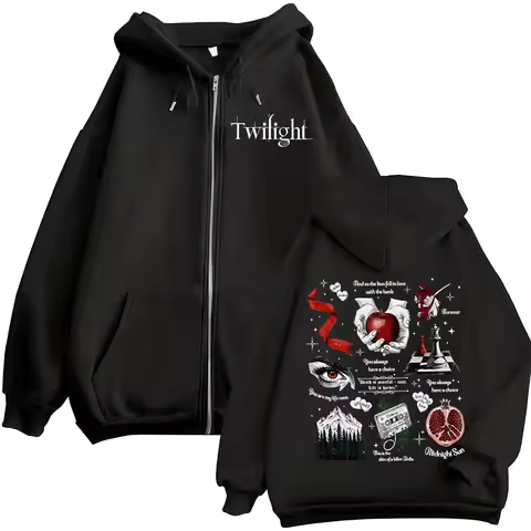 Twilight Vampire Wolf Romance Zipper Hoodies Edward Cullen Men's Women Clothing Fashion Casual Hip H