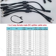 13 types 12v DC Male female Power supply Splitter Adapter to 2 way dual male Female Cable Plug 5.5*2