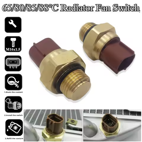 M16X1.5 Motorcycle Electric Radiator Coolant Fan Water Temperature Thermostat Switch Temp Sensor 65/