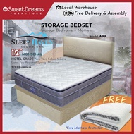 A99 Bed Frame | Frame + 12" Mattress Bundle Package | Single/Super Single/Queen/King Storage Bed | Divan Bed