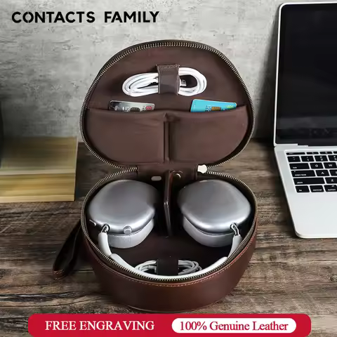 Genuine Leather Case for Apple AirPods Max SONY WH1000 XM4 XM5 XM6 Headphone Travel Carrying Case Pr
