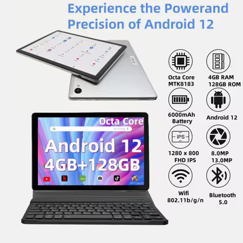 Android 12 10.1 INCH Tablets PC MTK8183 Octa Core 2.0GHz CPU 4GB RAM 128GB ROM Type-C WIFI Bluetooth