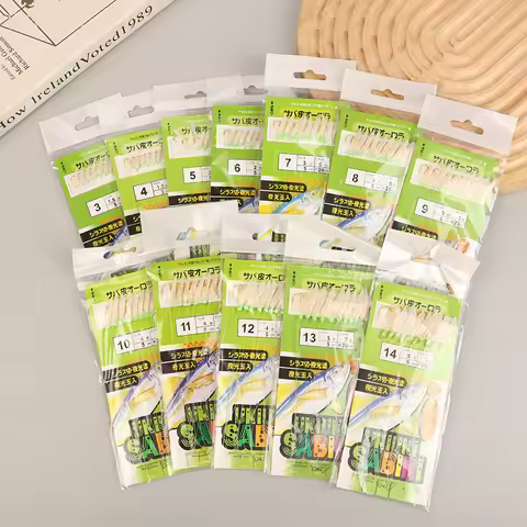 10 Pcs White Fish Skin Bionic String Hook, Apollo Uki Sabiki Fishing Rig With Fishhooks