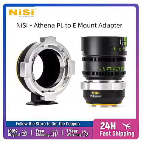 NiSi Athena PL to E Mount Adapter for Sony E-Mount Cameras, Precision Cinematic Lens Converter with 