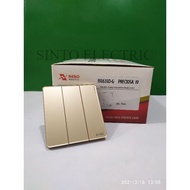 NERO Preciosa Gold 3 Gang 1 Way Triple Switch 1 Way