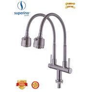 Superino Premium Quality Kitchen Flexible Pillar Sink Tap Double
