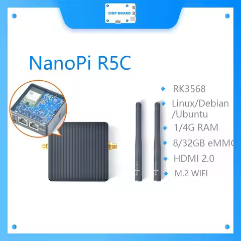 NanoPi R5C Rockchip RK3568B2 A55 Dual 2.5G Ethernet Port Support M.2 WiFi Module Linux/Openwrt/Debia