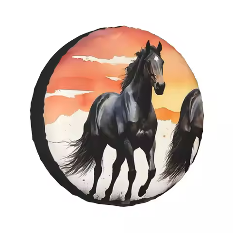 Bonded In Nature Two Horses In Watercolor Spare Tire Cover for Jeep SUV RV 4WD Pajero 4x4 Wheel Prot