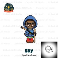 Sky Keychain Meaning Is the Sky ( Luce's Friend) Blue 2D Annime Hard Pressed Mica Catholic Gifts.